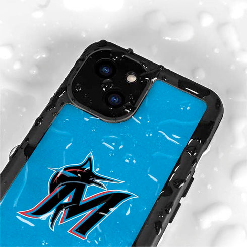 MLB Miami Marlins Solid Distressed iPhone 15 Plus Waterproof Case
